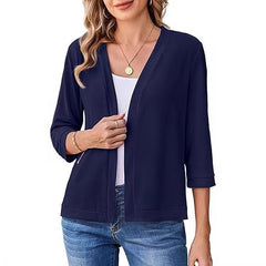 Amazon's new knitted seven-quarter-sleeved cardigan top, European and American 2026 solid color, lightweight and comfortable cross-border women's coat