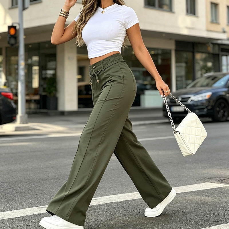 π LIMITED-TIME 50% OFF! π₯ Women's High-Waisted Straight Leg Trousers β Front Seam, Elastic Back, Versatile β¨