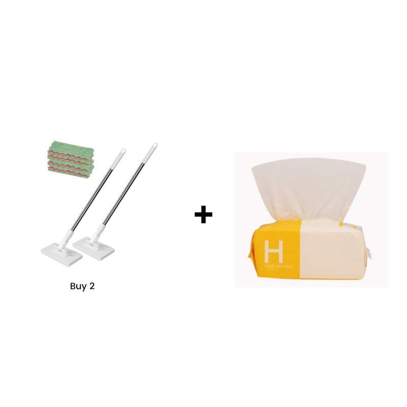 🔥Hot Sale 50% OFF🔥Flat Mop with Stainless Steel Handle, come with Reusable Washable Mop Cloths🏆