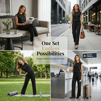 🔥Last Day Promotion 50% OFF💖Women's Casual Sleeveless Top and Drawstring Pants 2-Piece Set