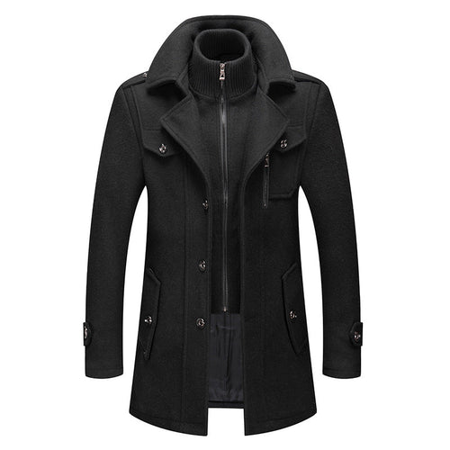⏳Time-Limited Special⏰Men's Business Woolen Coat Fashion Double Neck Medium And Long Woolen Coat