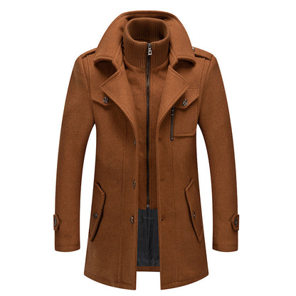 ⏳Time-Limited Special⏰Men's Business Woolen Coat Fashion Double Neck Medium And Long Woolen Coat