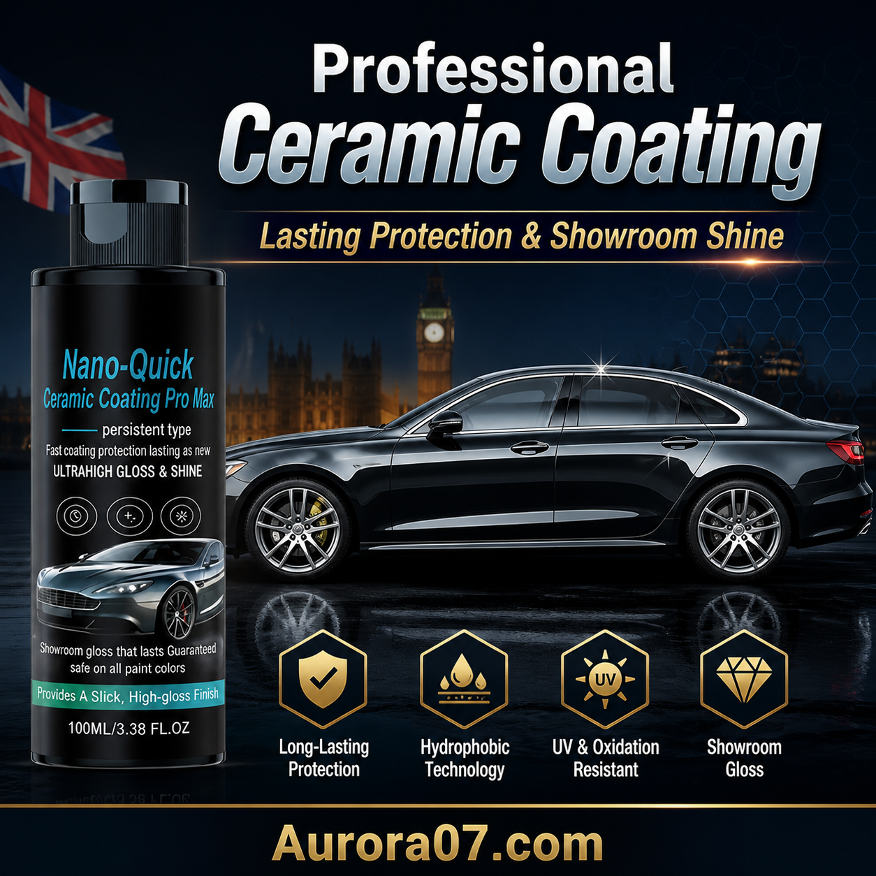 High-Gloss Hydrophobic Nano Ceramic Coating Spray