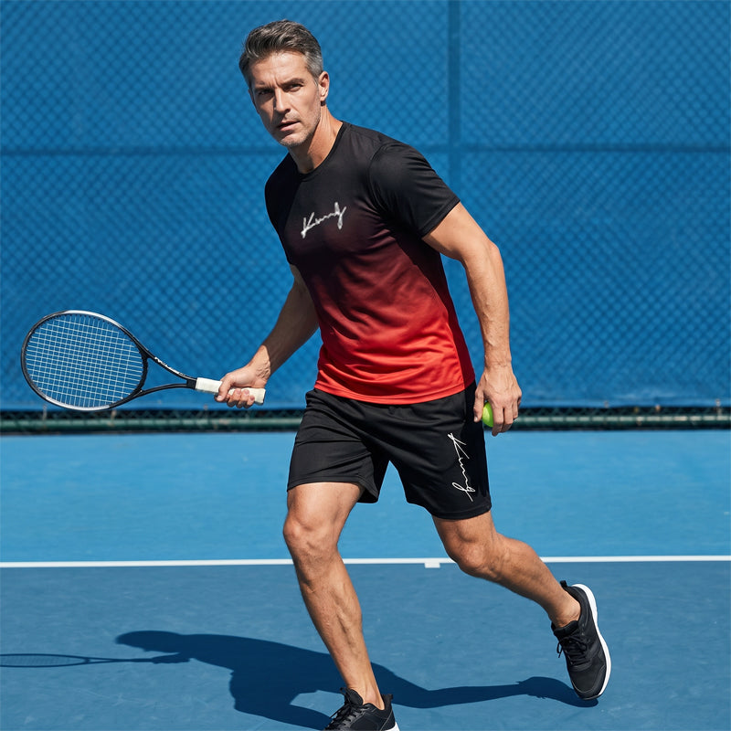 🏖️Summer Cool Deal:😎Men's Gradient Color T-Shirt & Shorts Set