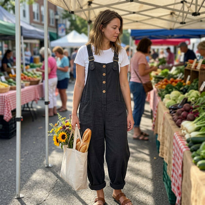 💐New arrival 50% OFF!👖 Women's Casual Button-Front Overalls🌿