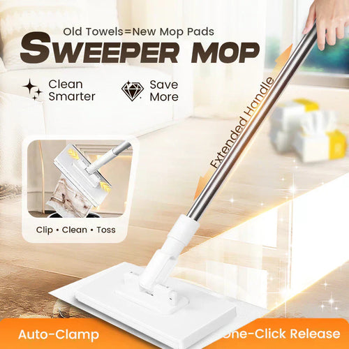🔥Hot Sale 50% OFF🔥Flat Mop with Stainless Steel Handle, come with Reusable Washable Mop Cloths🏆