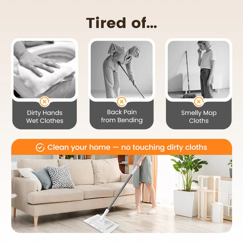 🔥Hot Sale 50% OFF🔥Flat Mop with Stainless Steel Handle, come with Reusable Washable Mop Cloths🏆