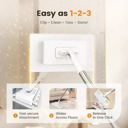 🔥Hot Sale 50% OFF🔥Flat Mop with Stainless Steel Handle, come with Reusable Washable Mop Cloths🏆