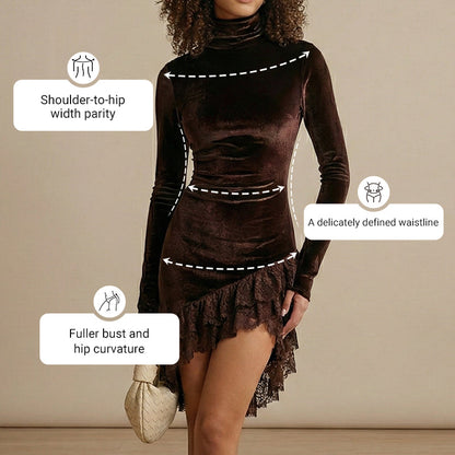 Women's Elegant Asymmetrical Lace Trim Dress | Co-ordinated Comfort