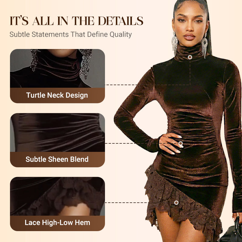 Women's Elegant Asymmetrical Lace Trim Dress | Co-ordinated Comfort