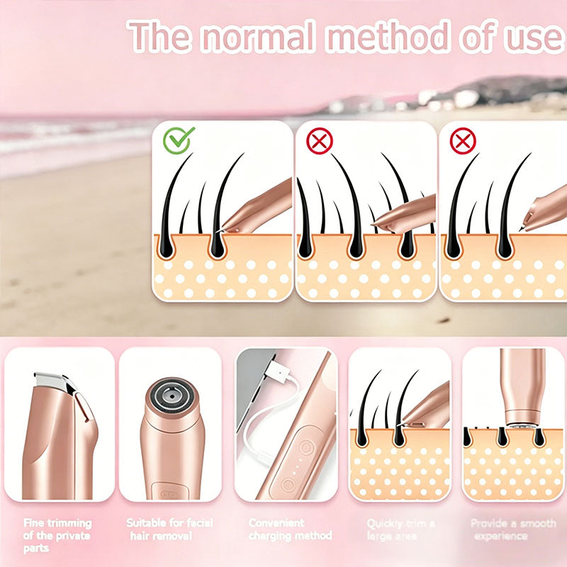 🚨 Pink GONE !! ACT FAST ⚡Bikini Trimmer for Women, Electric Shaver and Razor Rechargeable 2-in-1 Body and Facial Epilator, Underarms and Legs, IPX7 Waterproof