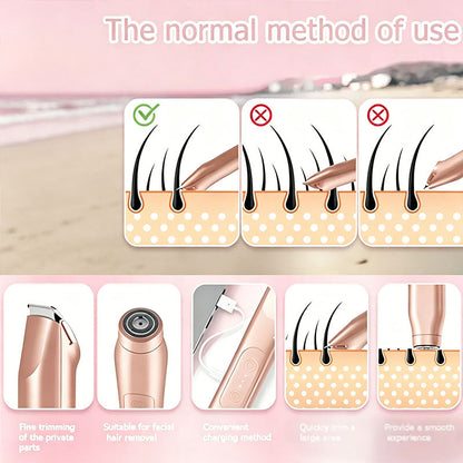 🚨 Pink GONE !! ACT FAST ⚡Bikini Trimmer for Women, Electric Shaver and Razor Rechargeable 2-in-1 Body and Facial Epilator, Underarms and Legs, IPX7 Waterproof