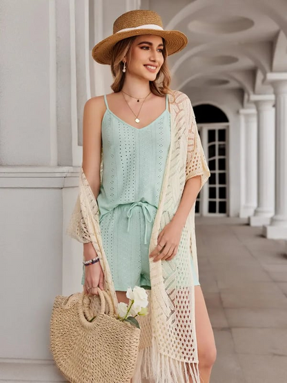 🔥Special Price:£15.99!!😍Women’s Oversized Knit Cardigan – Lightweight Crochet Tassel Kimono for Spring & Summer 🌸