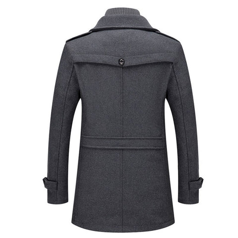 ⏳Time-Limited Special⏰Men's Business Woolen Coat Fashion Double Neck Medium And Long Woolen Coat