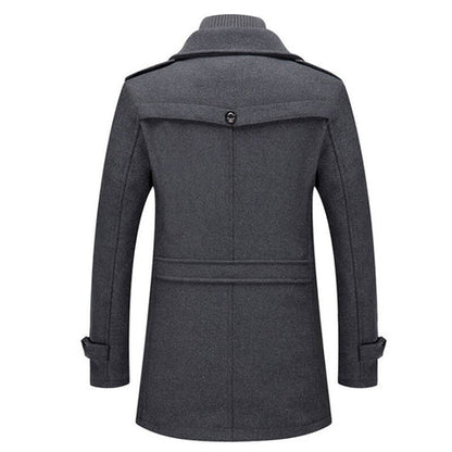 ⏳Time-Limited Special⏰Men's Business Woolen Coat Fashion Double Neck Medium And Long Woolen Coat
