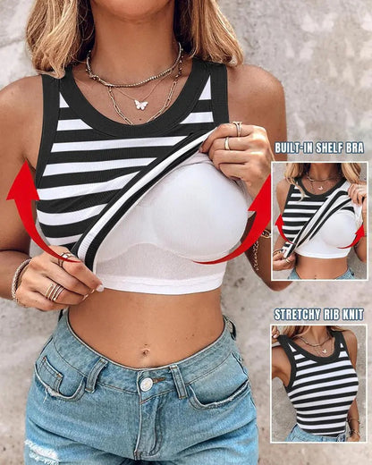 💖Last Day Special Price ￡12.99!!💖Ribbed Stretchy Tank Top with Shelf Bra