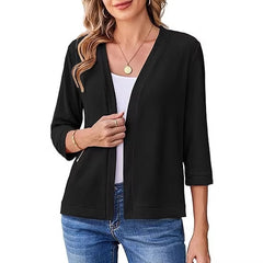 Amazon's new knitted seven-quarter-sleeved cardigan top, European and American 2026 solid color, lightweight and comfortable cross-border women's coat