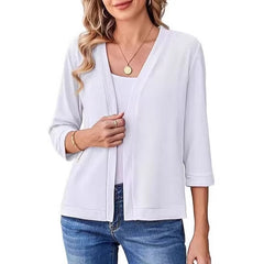 Amazon's new knitted seven-quarter-sleeved cardigan top, European and American 2026 solid color, lightweight and comfortable cross-border women's coat
