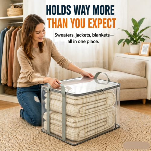 🎁 2026 Sale 49% OFF📦Large Heavy-Duty Thick Plastic Clear Storage Bag for Clothes, Moving & Storage