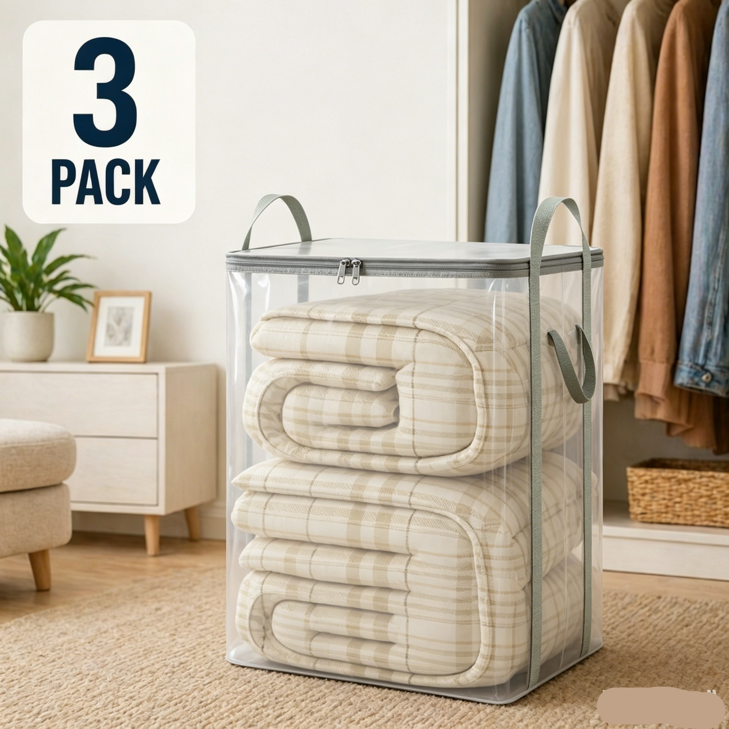 🎁 2026 Sale 49% OFF📦Large Heavy-Duty Thick Plastic Clear Storage Bag for Clothes, Moving & Storage