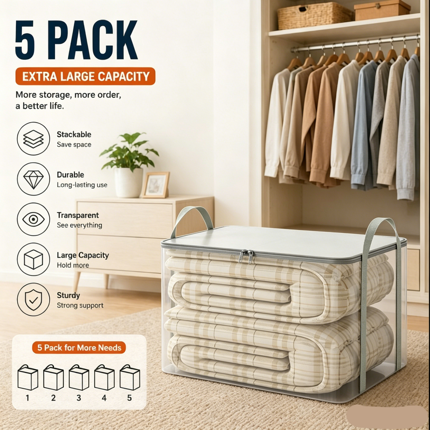 🎁 2026 Sale 49% OFF📦Large Heavy-Duty Thick Plastic Clear Storage Bag for Clothes, Moving & Storage