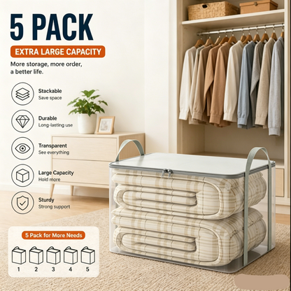 🎁 2026 Sale 49% OFF📦Large Heavy-Duty Thick Plastic Clear Storage Bag for Clothes, Moving & Storage