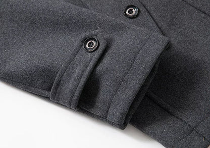 ⏳Time-Limited Special⏰Men's Business Woolen Coat Fashion Double Neck Medium And Long Woolen Coat