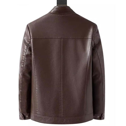 🧥 60% OFF NOW! ❄️ Men's Warm Plush Lining Leather Jacket - Windproof & Stylish, Perfect for Cold Weather Outings ✨
