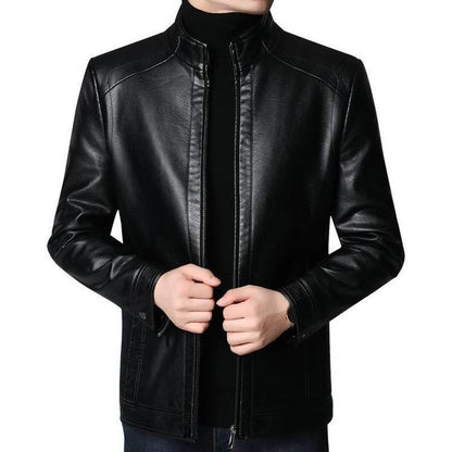 🧥 60% OFF NOW! ❄️ Men's Warm Plush Lining Leather Jacket - Windproof & Stylish, Perfect for Cold Weather Outings ✨