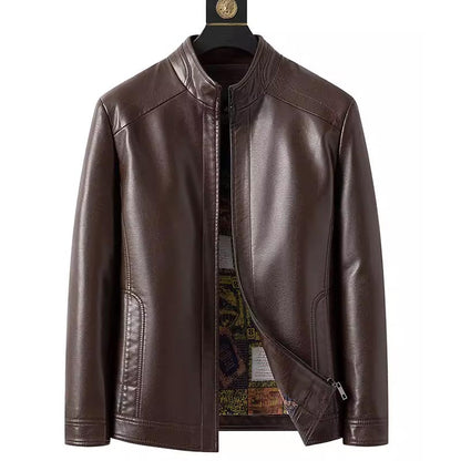 🧥 60% OFF NOW! ❄️ Men's Warm Plush Lining Leather Jacket - Windproof & Stylish, Perfect for Cold Weather Outings ✨