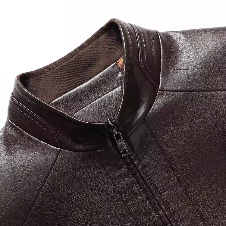 🧥 60% OFF NOW! ❄️ Men's Warm Plush Lining Leather Jacket - Windproof & Stylish, Perfect for Cold Weather Outings ✨