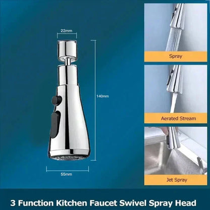 🔥Last Day £10.99!!⚡50K+ SOLD!🏠720° Rotatable 3 Function Kitchen Faucet Spray Head