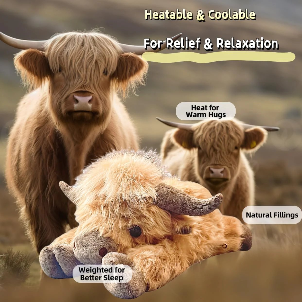 ✨Hot Sale- 50%OFF ✨ Cute Cartoon Highland Cow Cuddly Toy