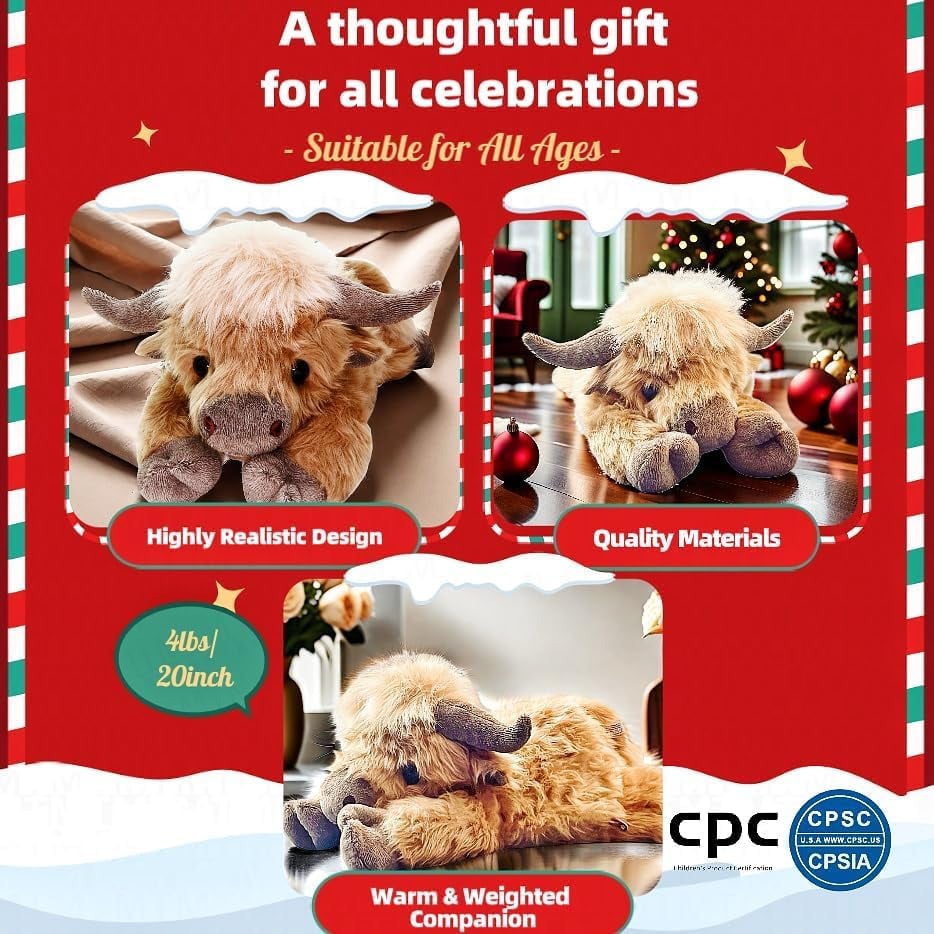 ✨Hot Sale- 50%OFF ✨ Cute Cartoon Highland Cow Cuddly Toy