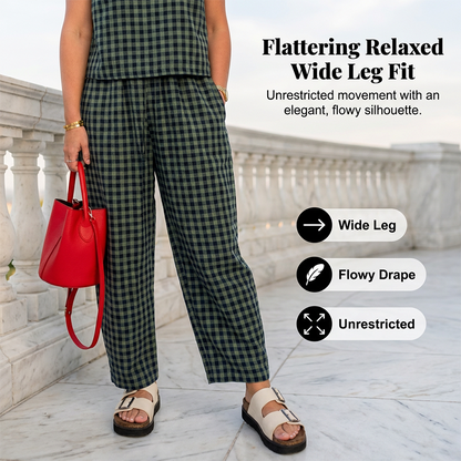 Summer Gingham Print Tank and Trousers Outfit