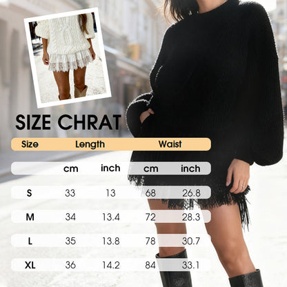 🔥 Hot sale 50% OFF🔥Chic Pleated Lace Trim Mini Skirt