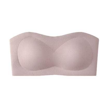 ⛱️Special Price ￡9.99!!💞Womens Strapless Bras Push Up Bandeau Bra Non Slip Wireless Supportive Padded Bras Seamless Comfortable Tube Jelly Bra