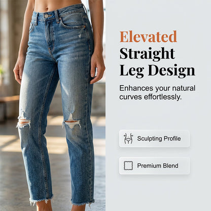 Women's Fashionable Slim-Fit Distressed Jeans